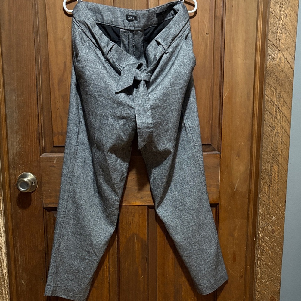 LOFT Charcoal Tie-Waist Women's Trousers